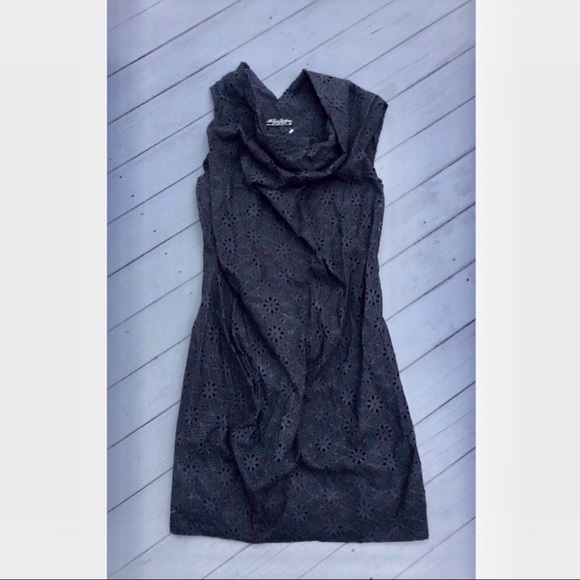All Saints black cowl neck eyelet mini dress S - Picture 2 of 8
